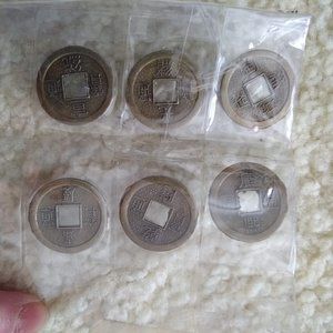 vintage 70s 6x Chinese lucky charms lucky coins talisman NWT set#2